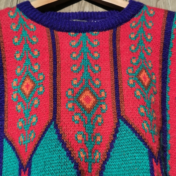 Bold Funky Print Vintage Tassel Sweater - Picture 7 of 7